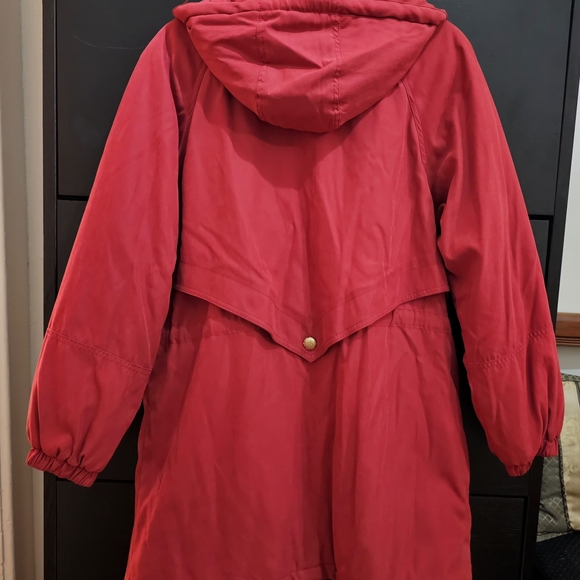 Preston & York Women's Long Hooded Zip Parka Coat Jacket Small Red - Picture 5 of 12
